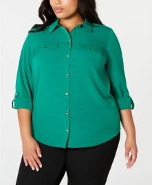 Charter Club Plus Size Button-Front Shirt  Created for Macy s   Reviews - Tops - Plus Sizes - Macy s at Macys